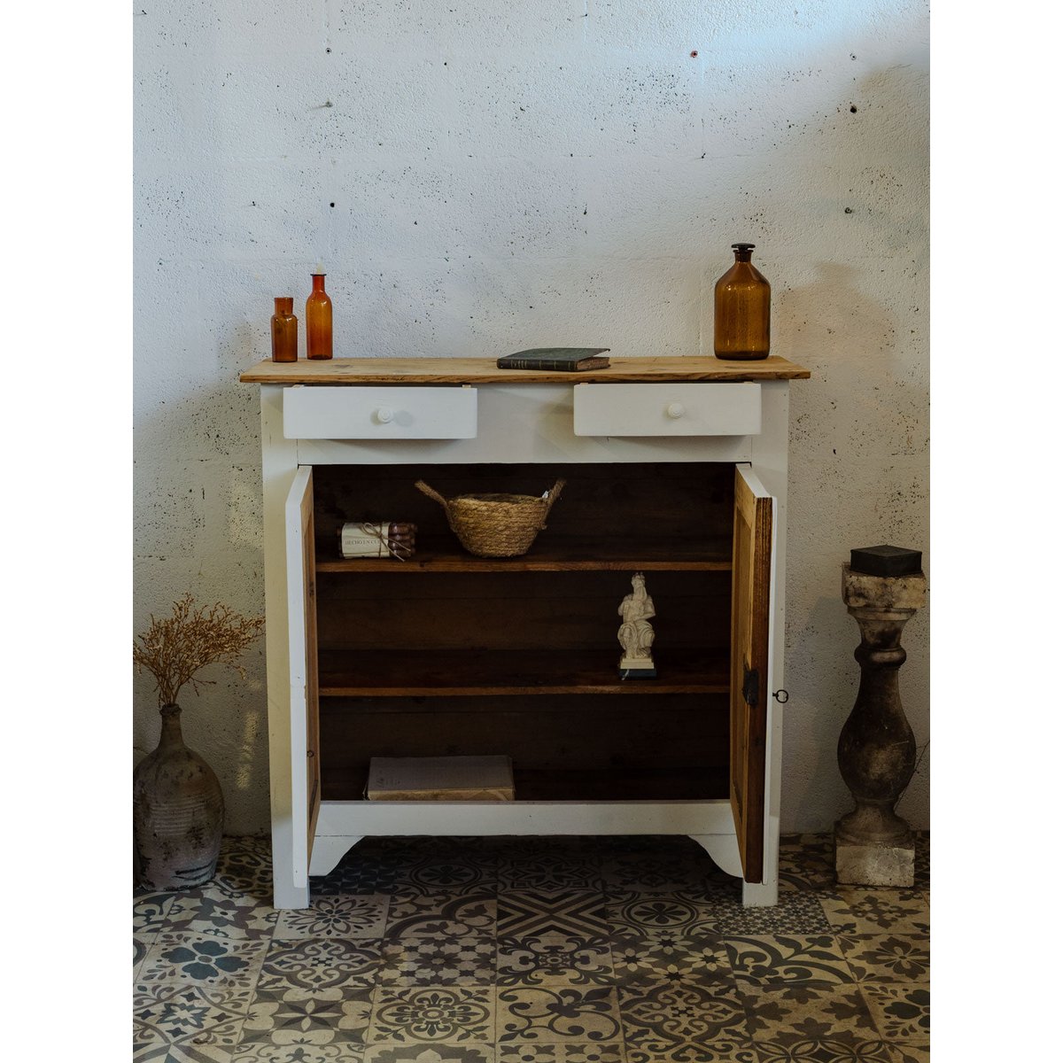Buffet en bois blanc Gilbert N°1655 - Bon état blanc, DEBONGOUT