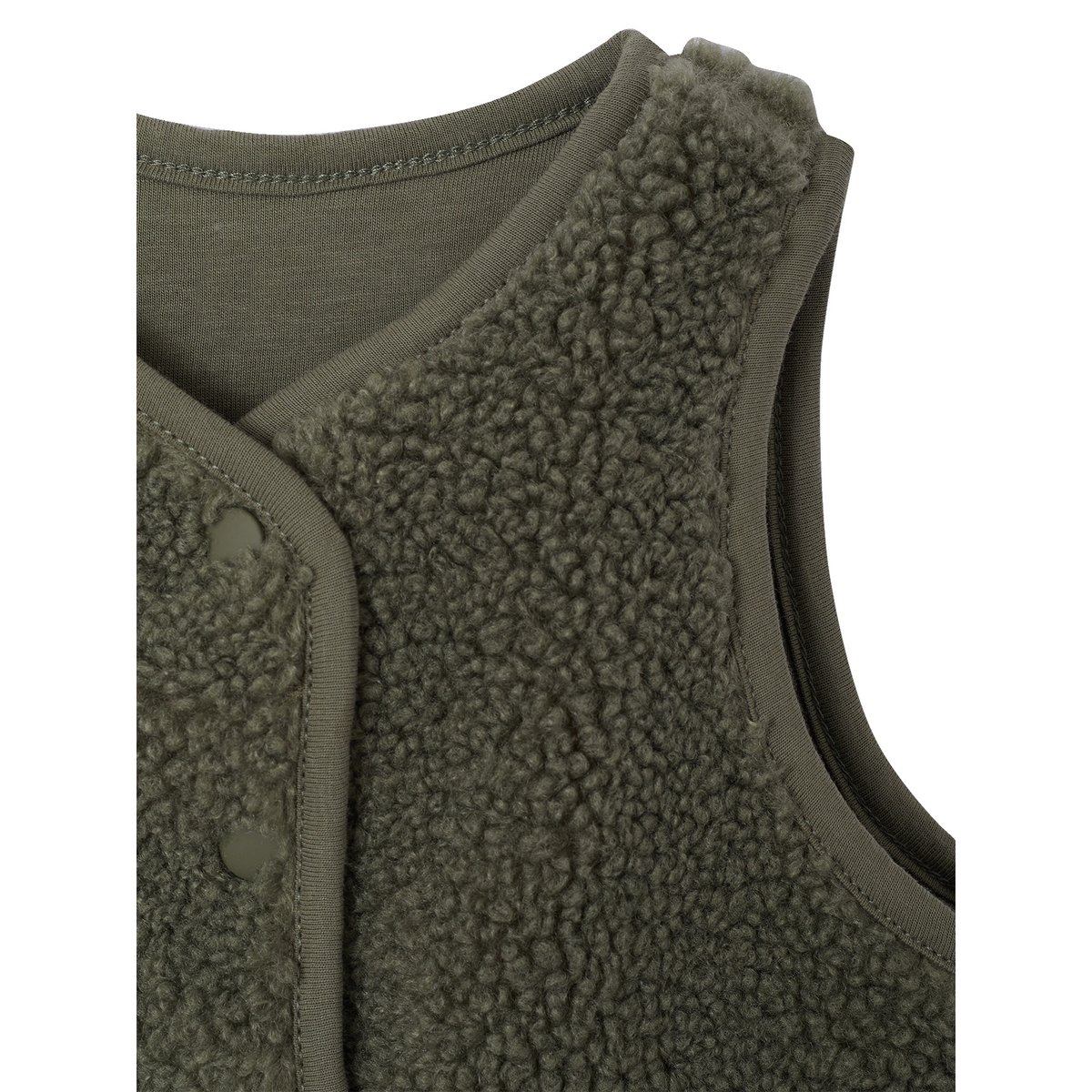 Gilet sherpa à pressions vert, VERTBAUDET