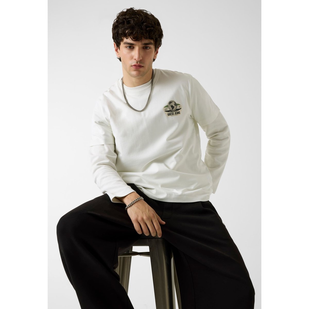 T-Shirt Avec Logo Imprimé blanc, GUESS
