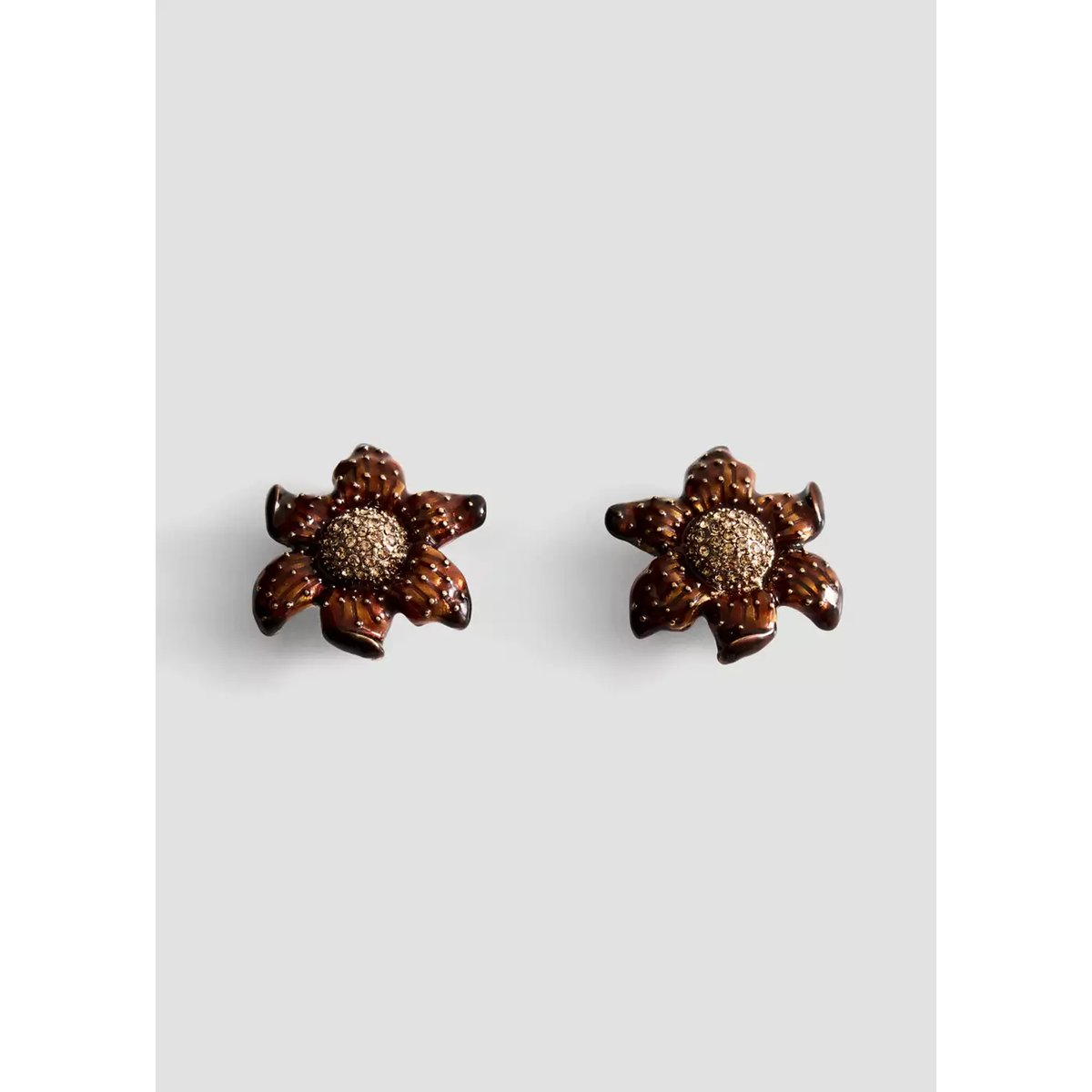 Boucles d’oreille fleur en relief or, MANGO