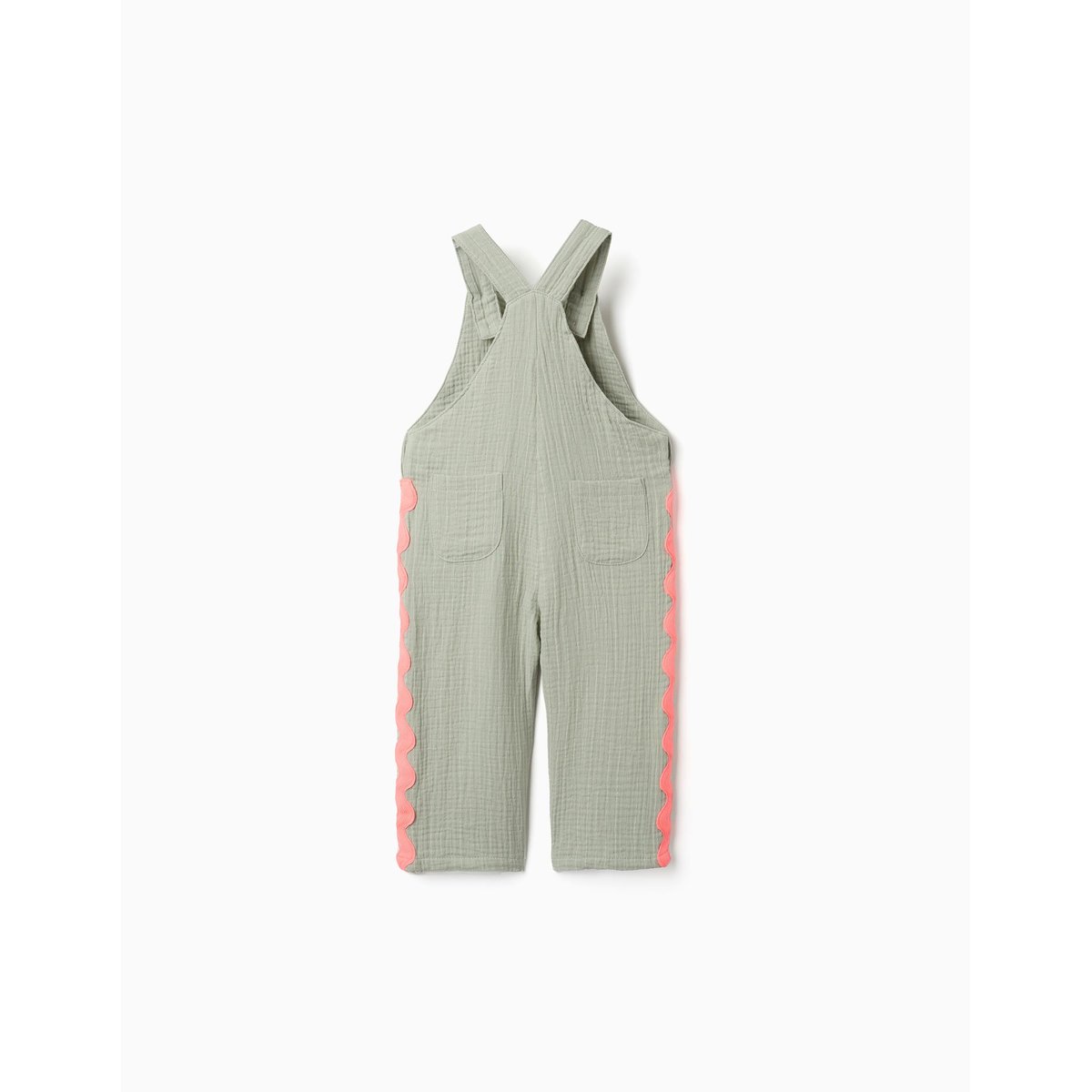 Salopette en coton avec bandes ric rac vert clair, ZIPPY