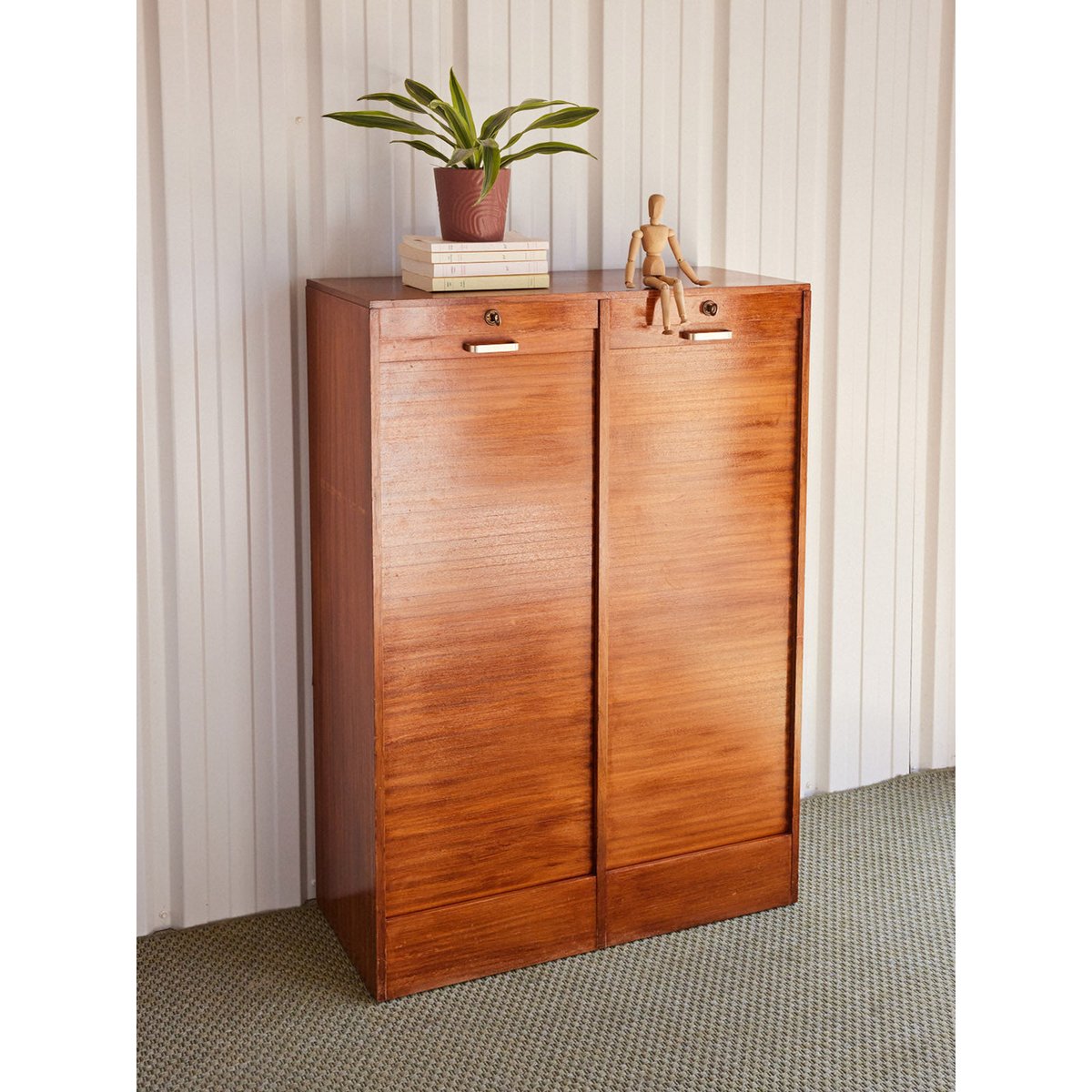Double classeur vintage en bois verni Fernand N°401 - Bon état bois foncé, DEBONGOUT