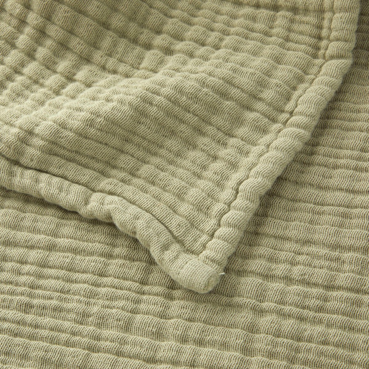 Plaid en gaze de coton vert, LOWEN khaki, BOSS HOME