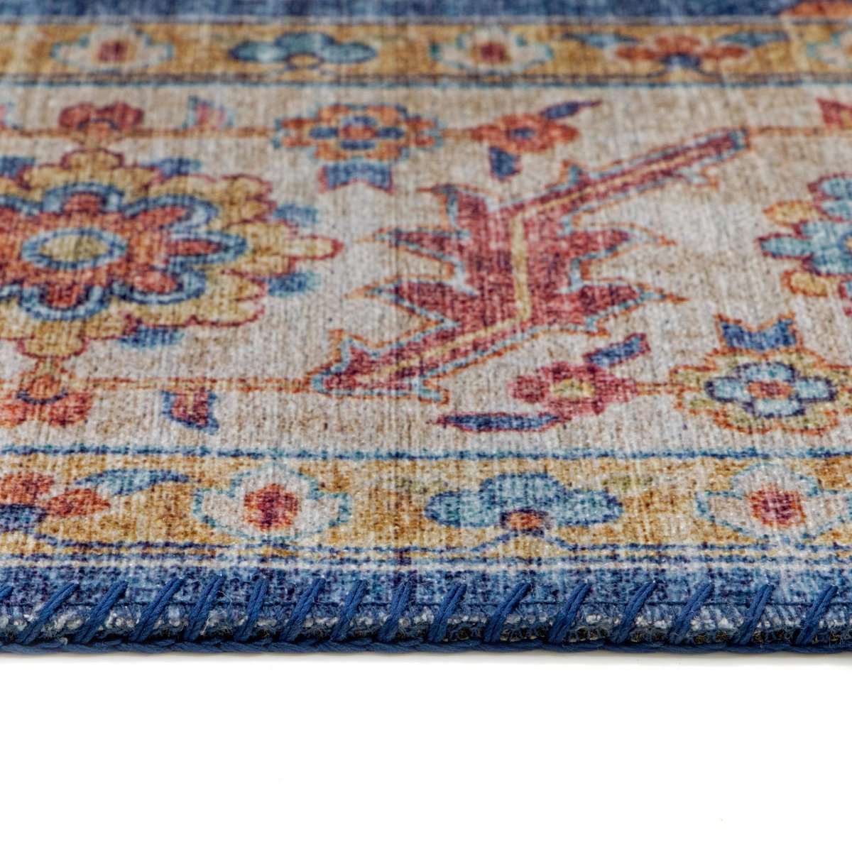 Tapis design finition couture anglaise GUSTAV beige sable, AFK LIVING