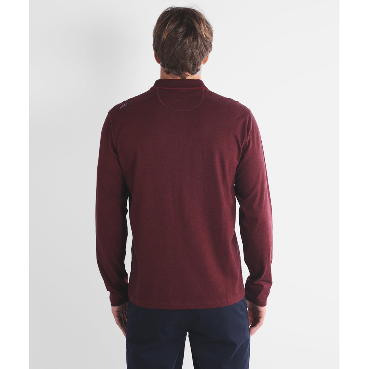 Polo manches longues texture NAVAL plum, OXBOW