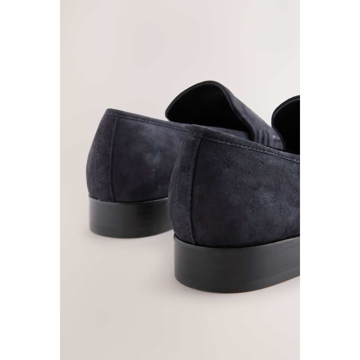 Mocassins bout rond en cuir bleu marine, NEXT