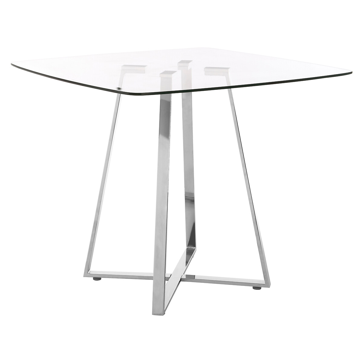 Square Dining Table with Glass Top and Chrome Leg (Seats 4) chrome, SO'HOME