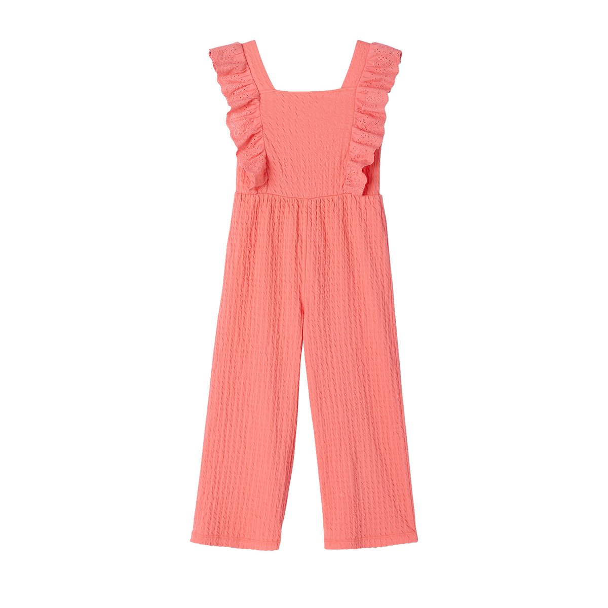 Combinaison pantalon à volants corail, VERTBAUDET