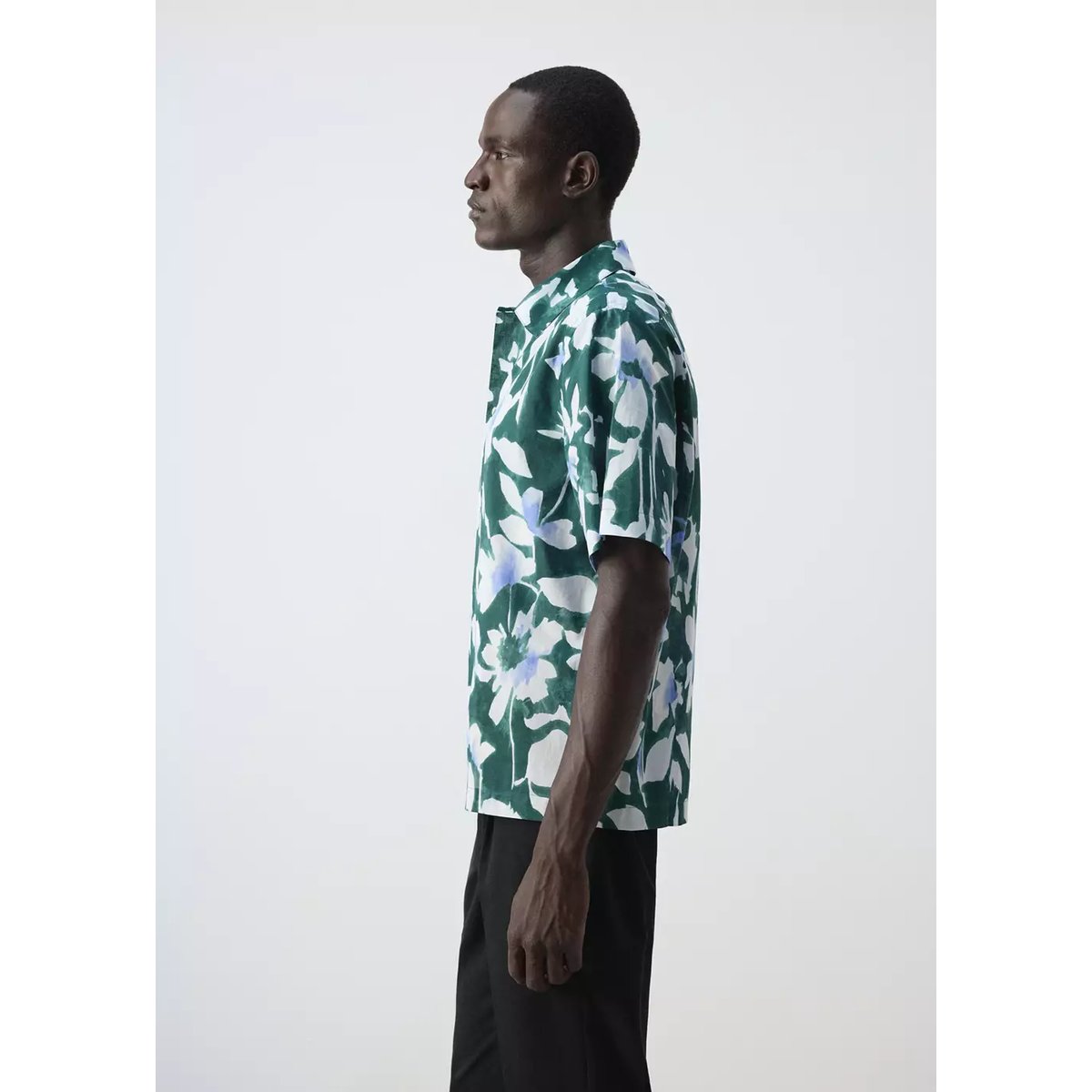 Chemise imprimée 100 % coton émeraude, MANGO MAN