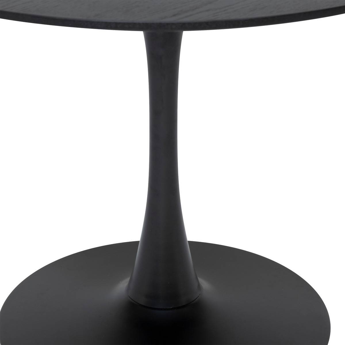 Table à manger ronde 4 places plateau placage chêne ELIAS noir, ATMOSPHERA