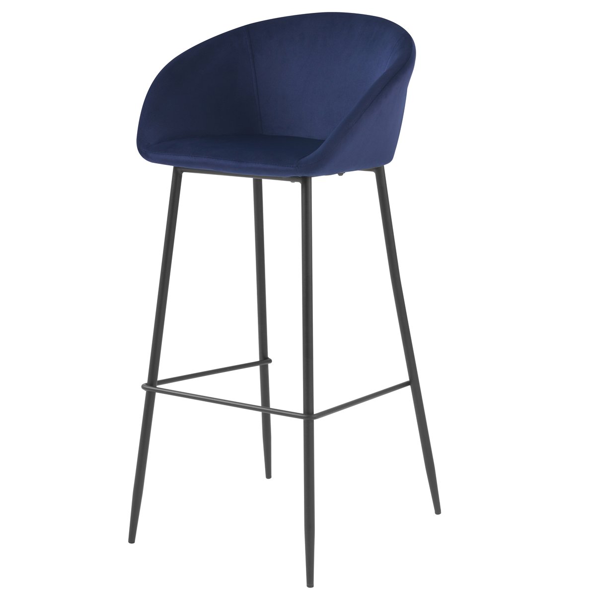 Lot de 2 chaises de bar 75 cm en velours - MARQUISE bleu foncé, MAISON PAVANE