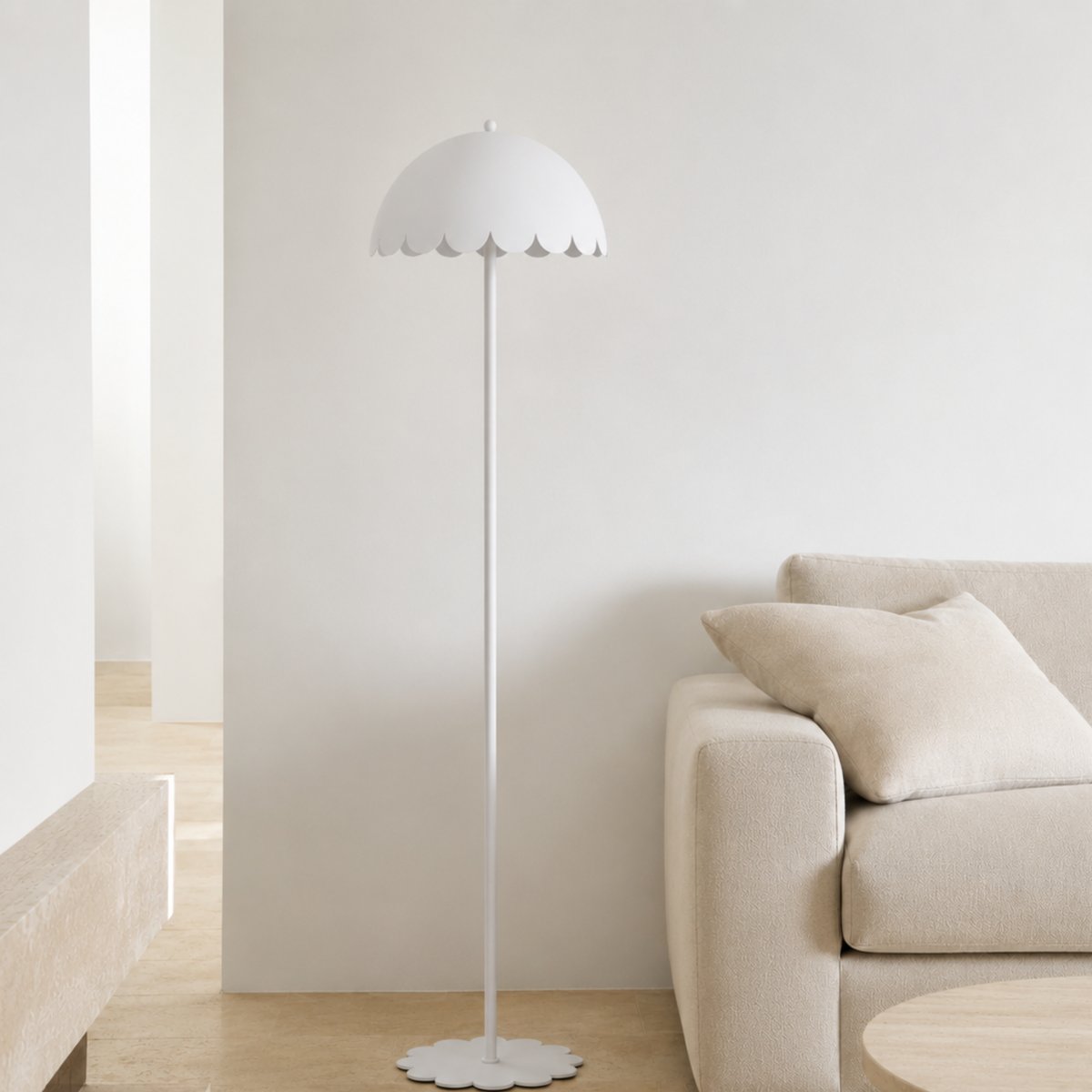 Lampadaire en métal H142 cm - FLOW blanc, MAISON PAVANE