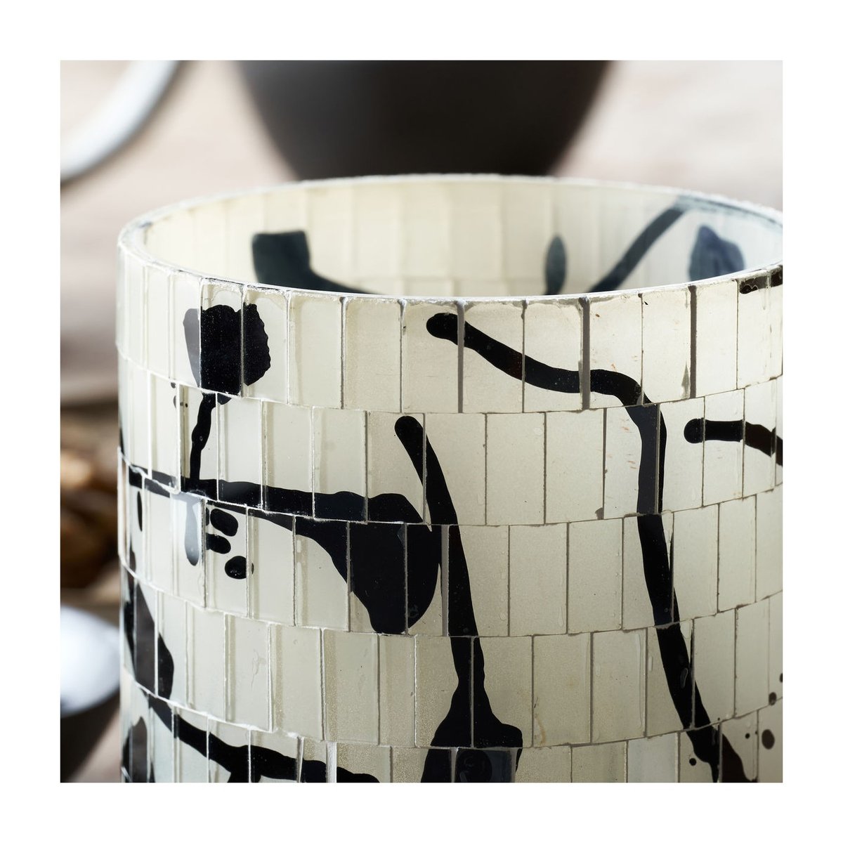 Photophore Vana h 12cm noir et blanc, HOUSE DOCTOR