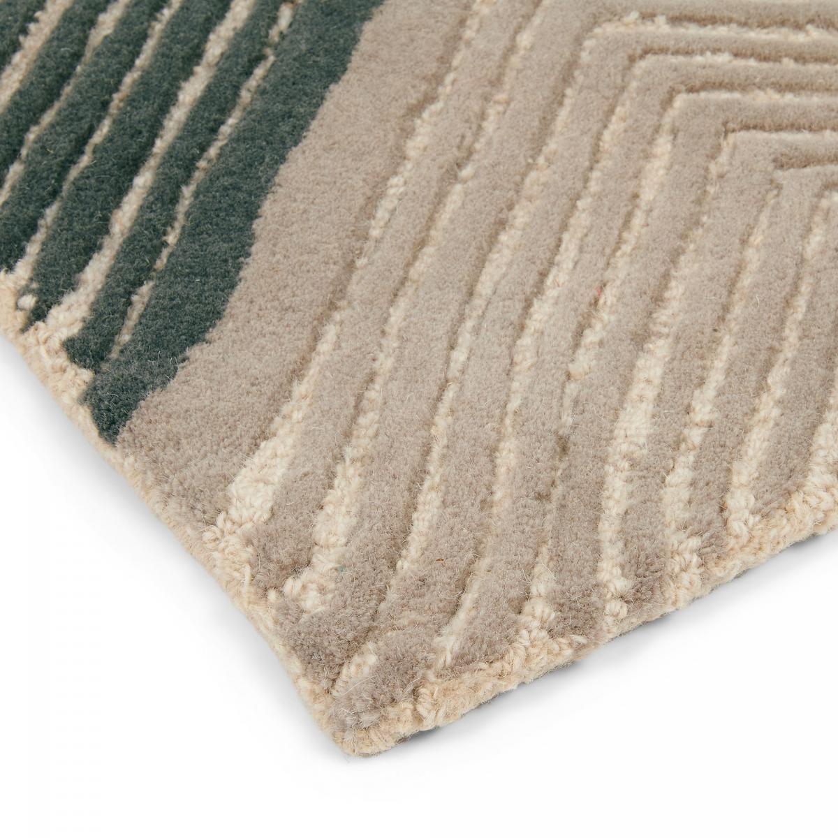 Tapis salon et chambre SAFFRON, fait à la main motif géométrique jaune, gris, beige, UN AMOUR DE TAPIS