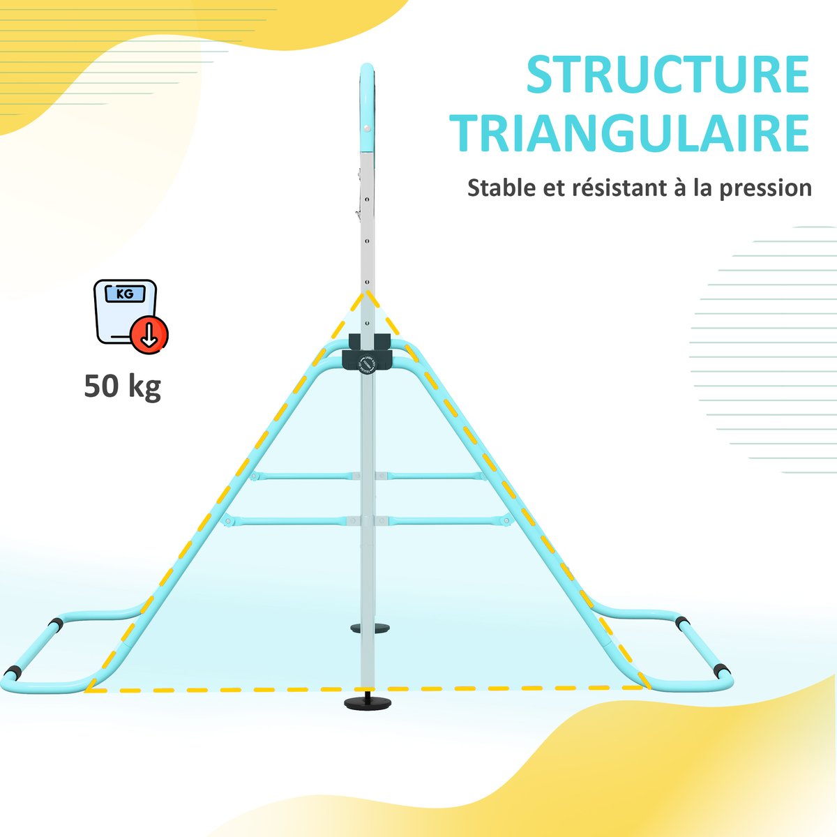 Barre de gymnastique pour enfants Acier Cyan couleur unique, HOMCOM