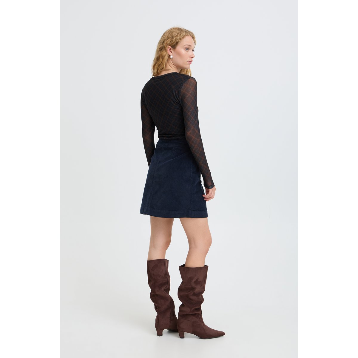 Á manches longues bleu dark sapphire check, B.YOUNG