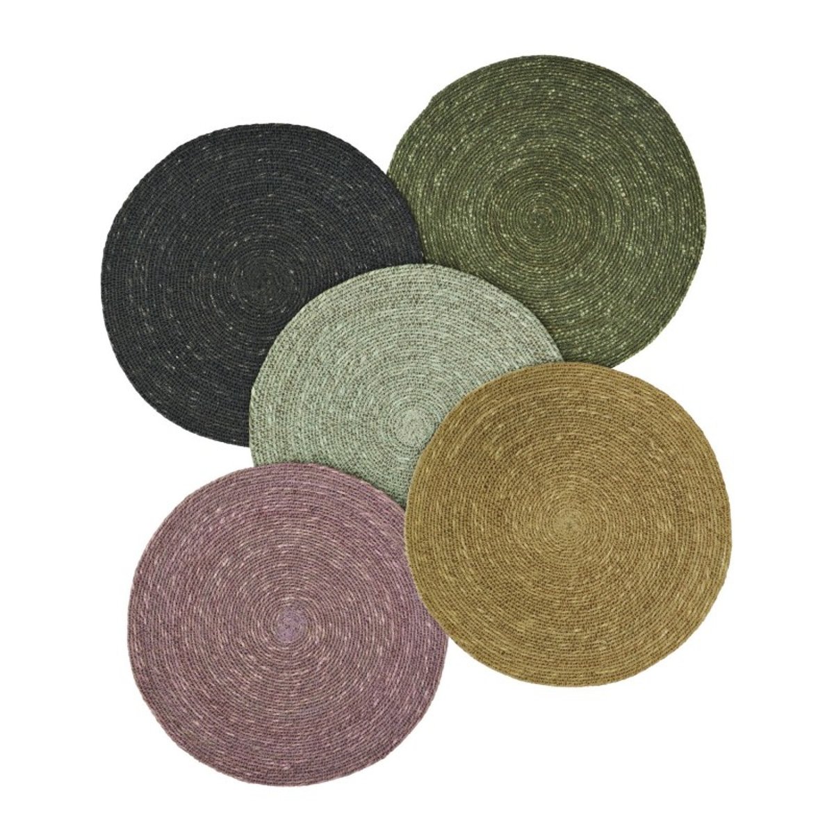 Set de table rond jonc de mer set de 5 multicolore, MADAM STOLTZ