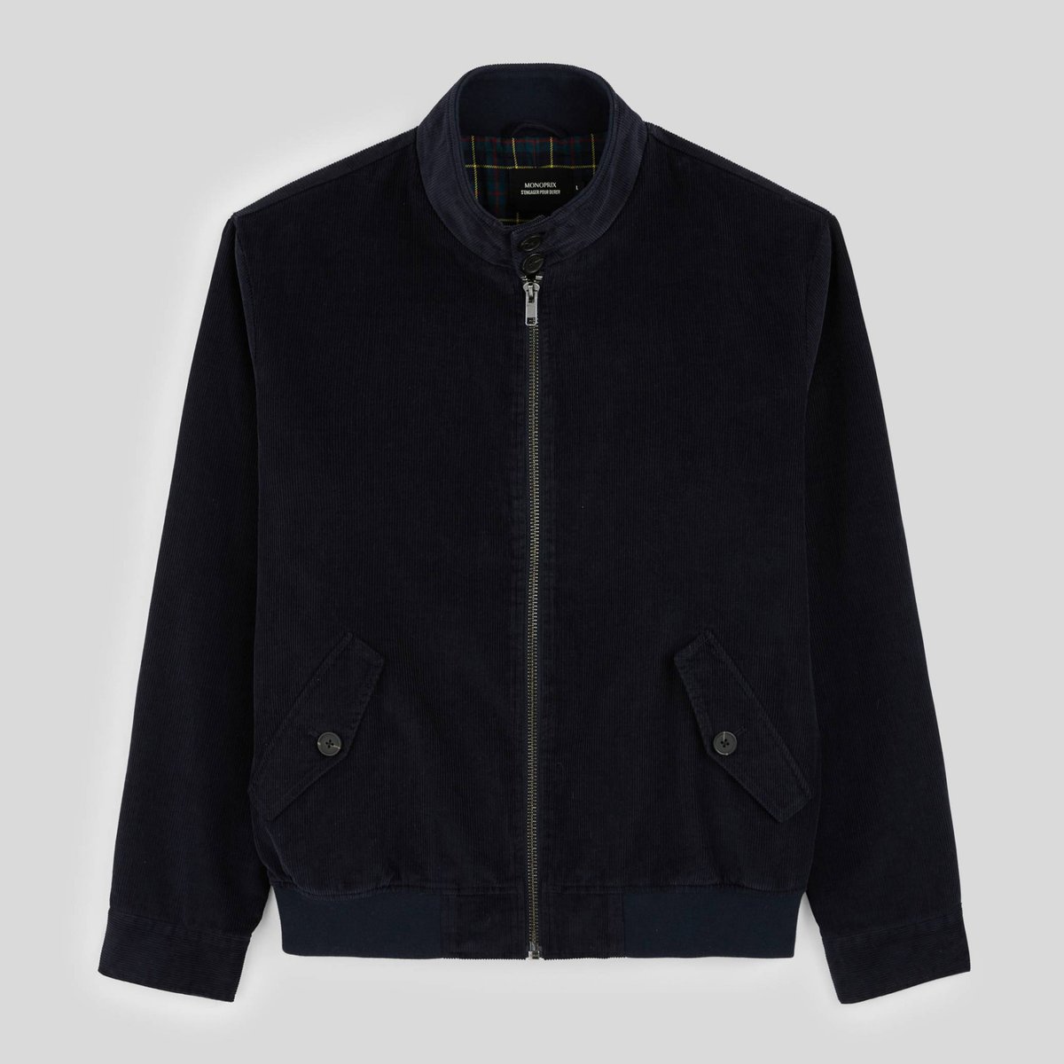 Veste col montant en velours marine, MONOPRIX