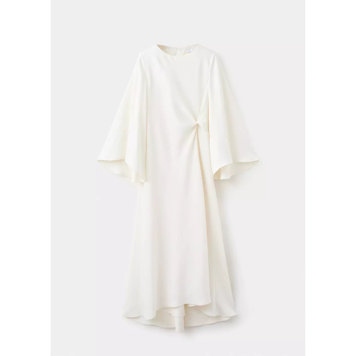 Robe satinée froncée écru, MANGO