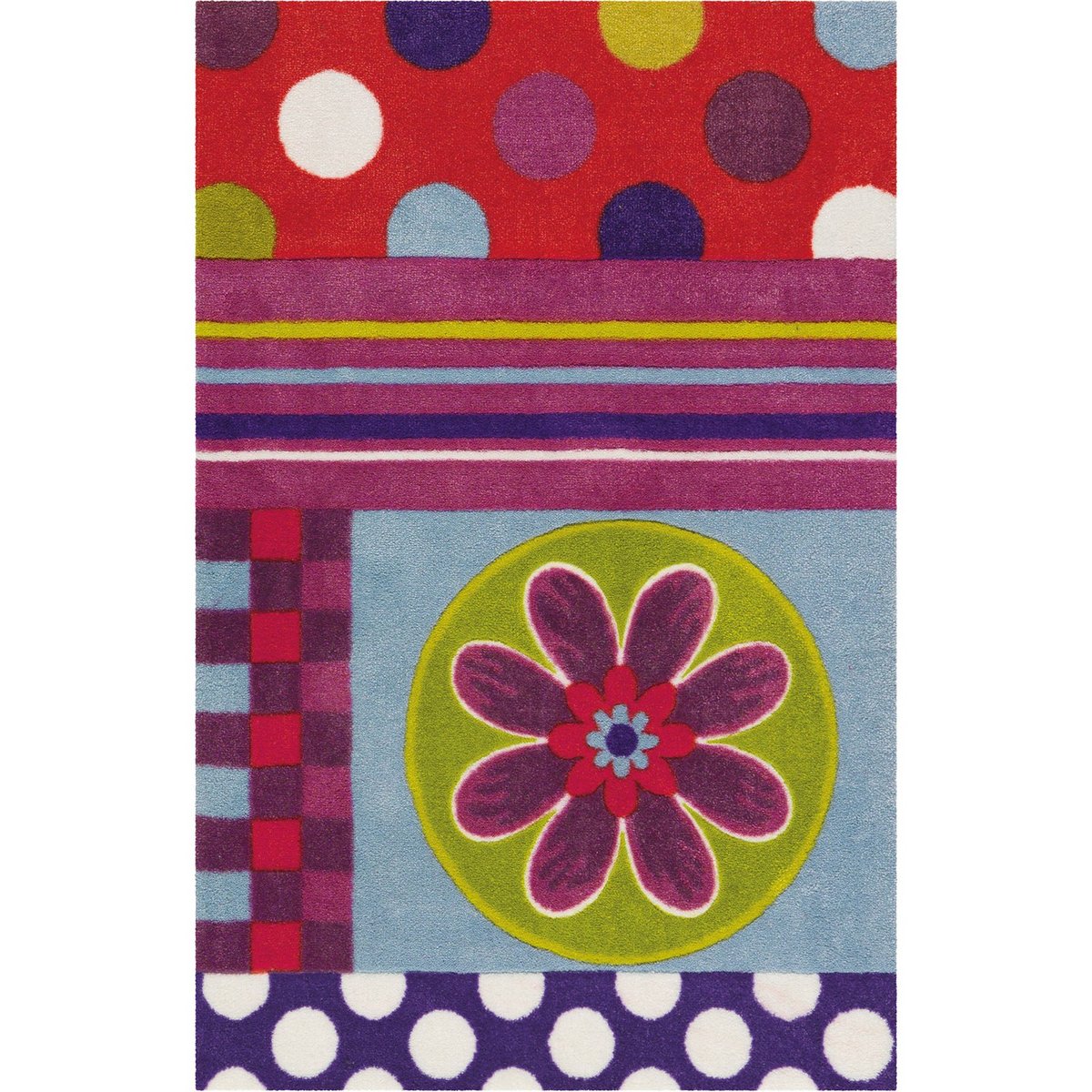 Paillasson rectangulaire antidérapant violet multicolore à pois et rayures, ARTE ESPINA