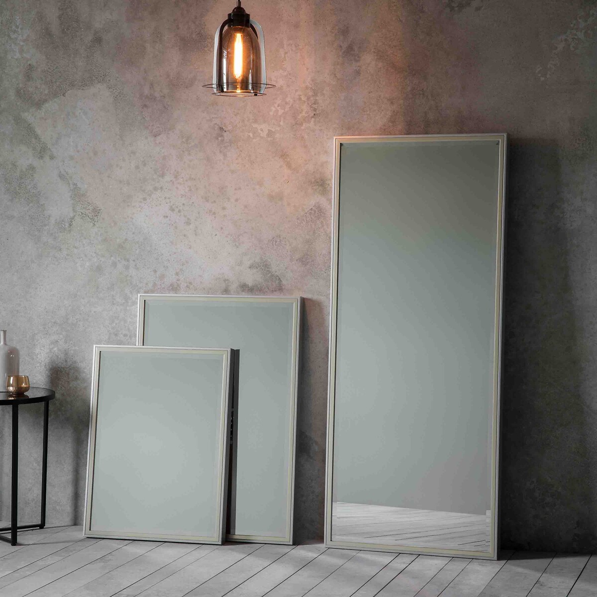 60x150cm Flind 2-Tone Frame Leaner Mirror silver-coloured, ÉDITÉ