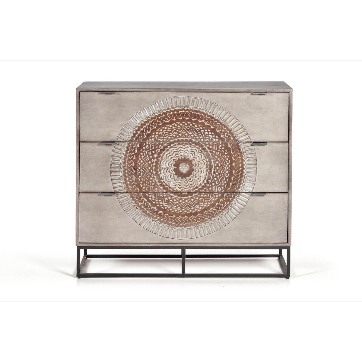 Commode 3 tiroirs - QUIRINE gris, DECORATION D’AUTREFOIS