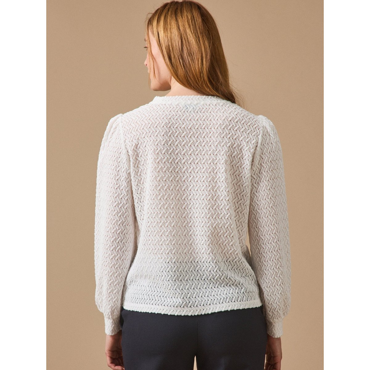 T-shirt jacquard ecru, CYRILLUS