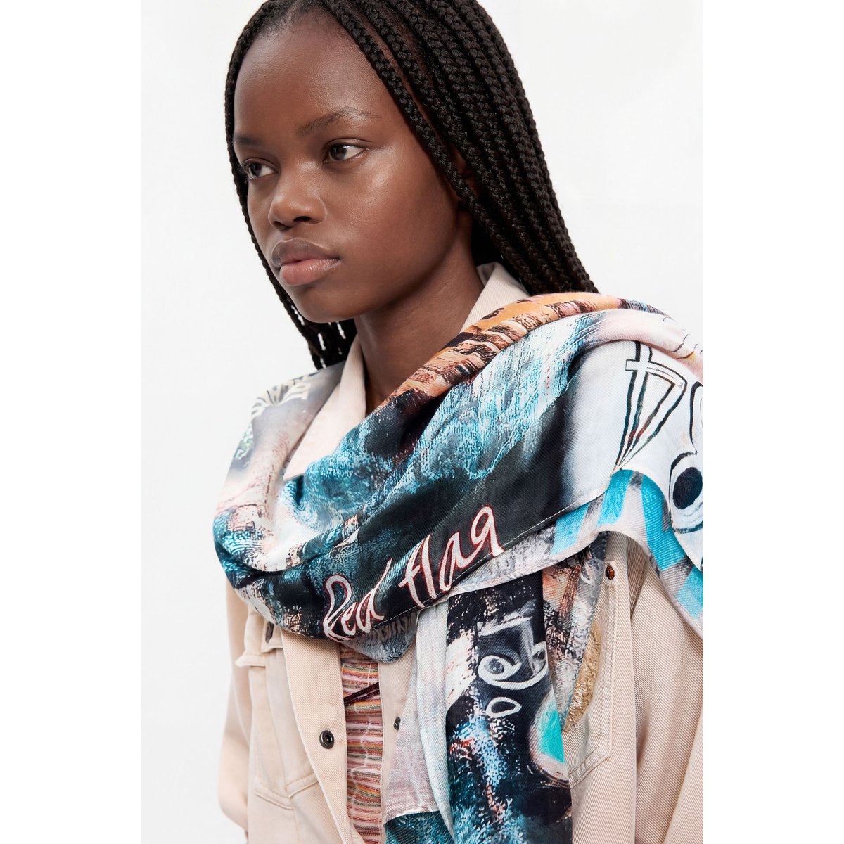 Foulard imprimé rectangulaire noir, DESIGUAL