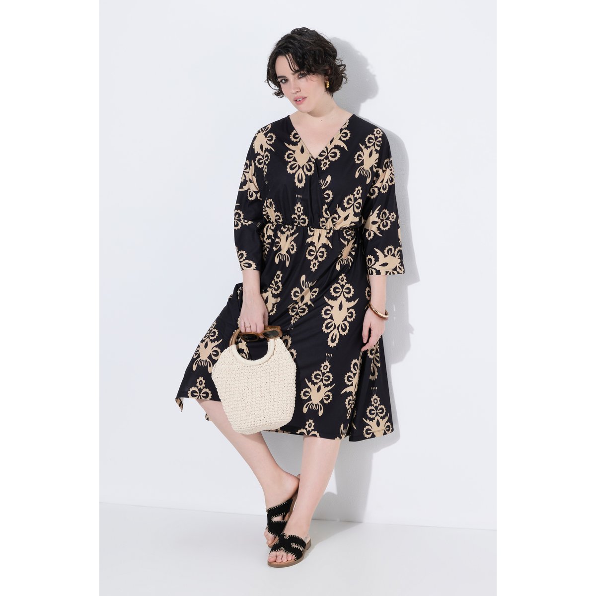 Robe imprimée noir, ULLA POPKEN