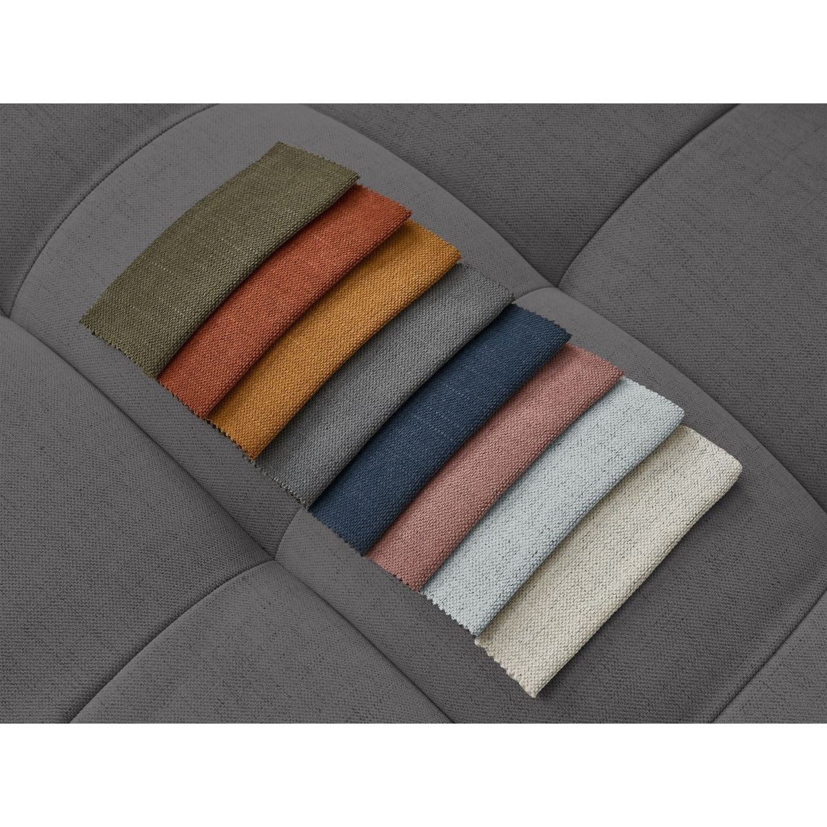 Canapé d'angle fixe 3 places en tissu, CLOUD gris foncé, BOBOCHIC