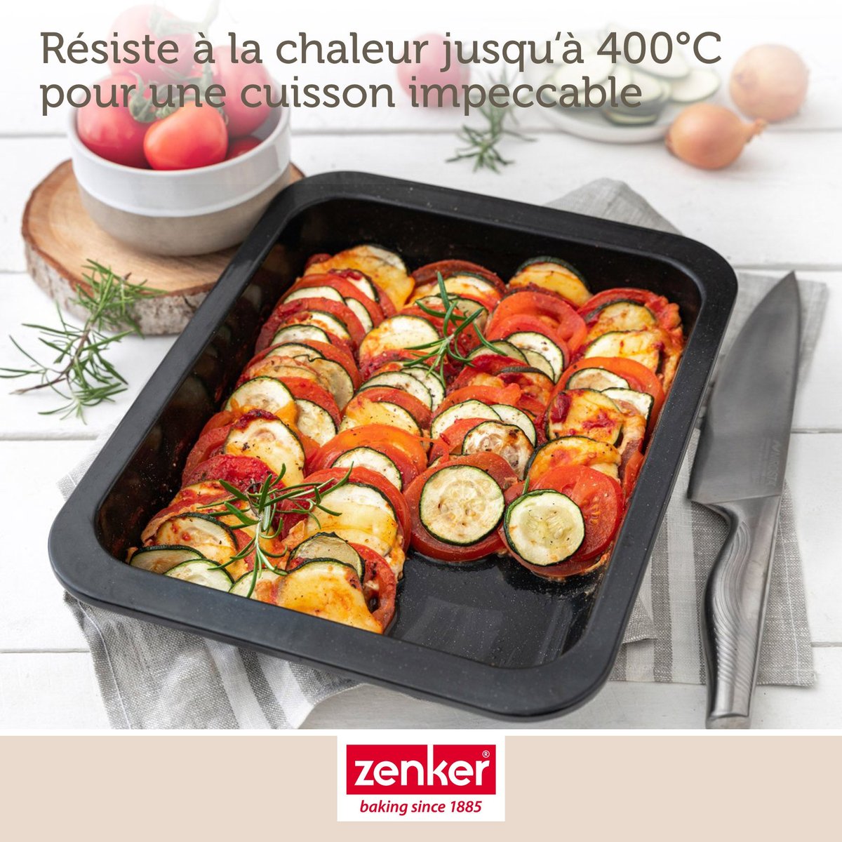 Lot de 2 plats four 33/33 cm émaillé SPECIAL COOKING noir, ZENKER