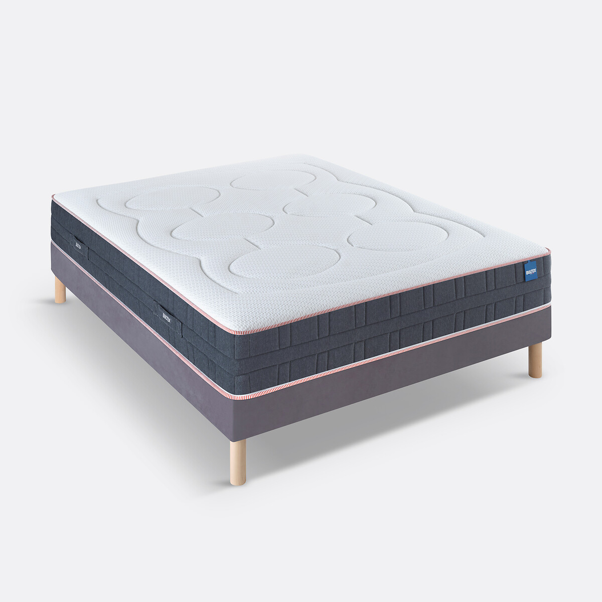 Materasso ibrido a molle e schiuma, Conquérant bianco/grigio chiné, BULTEX