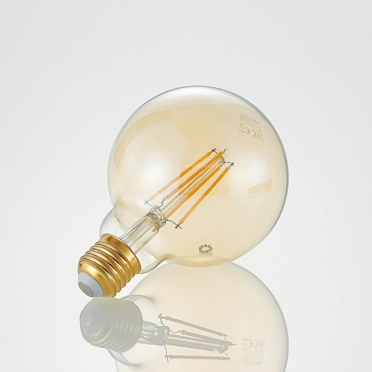 Ampoule E27 en verreLED, E27 LED 6,5W ambre, ARCCHIO