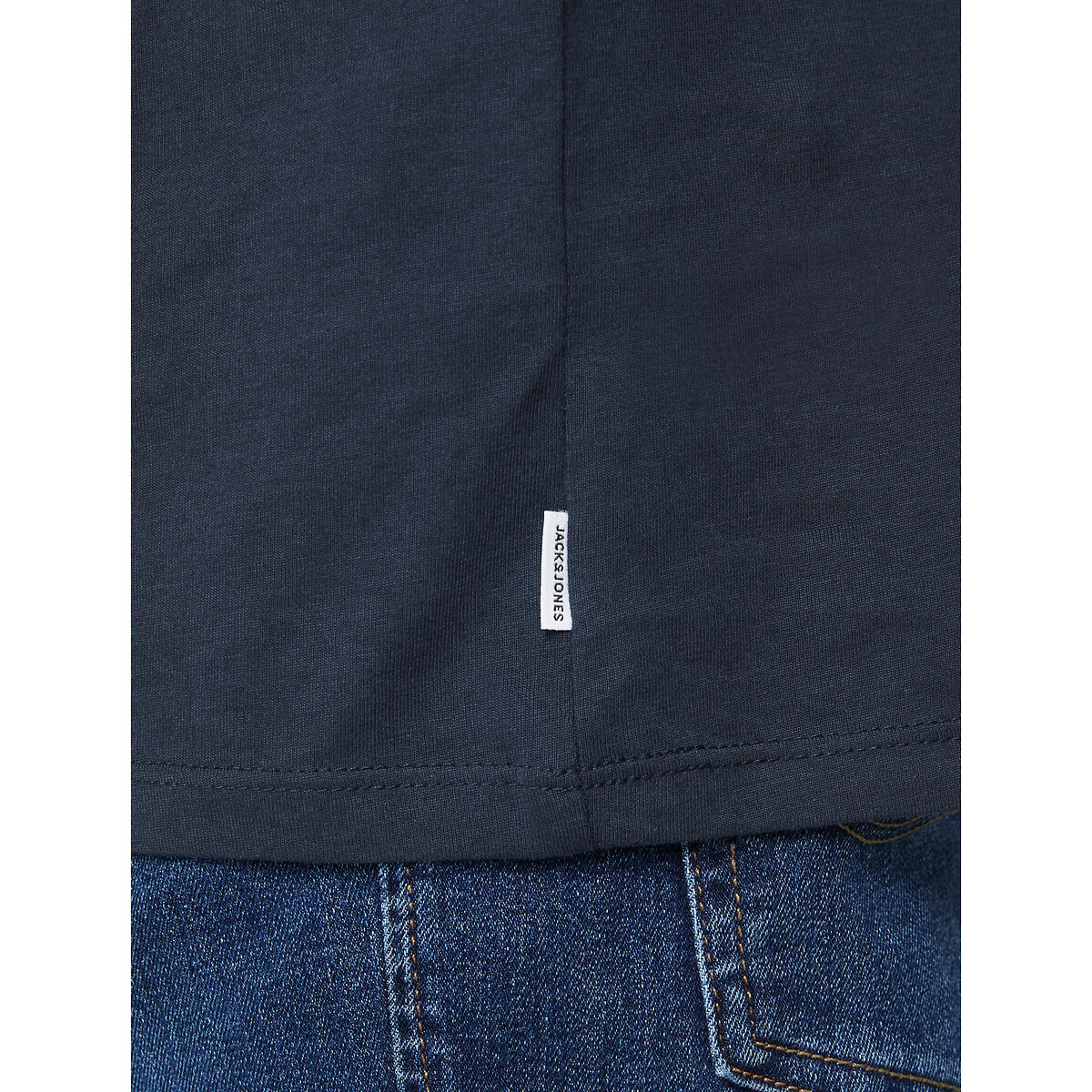 Organic Cotton T-Shirt with Crew Neck navy blue, JACK & JONES