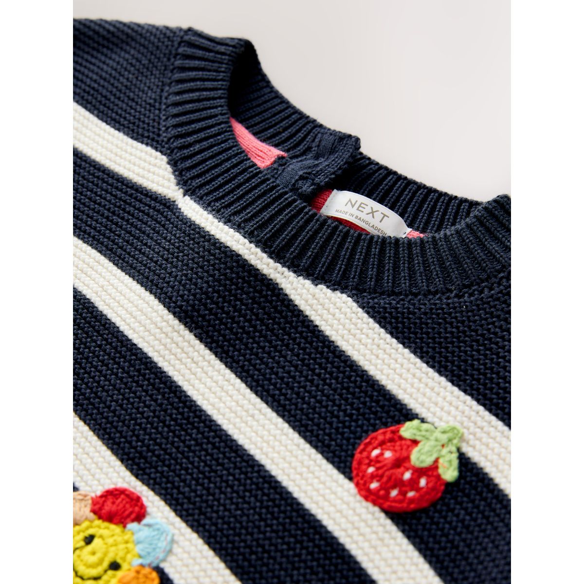 Robe pull à rayures et motif personnage bleu marine, NEXT