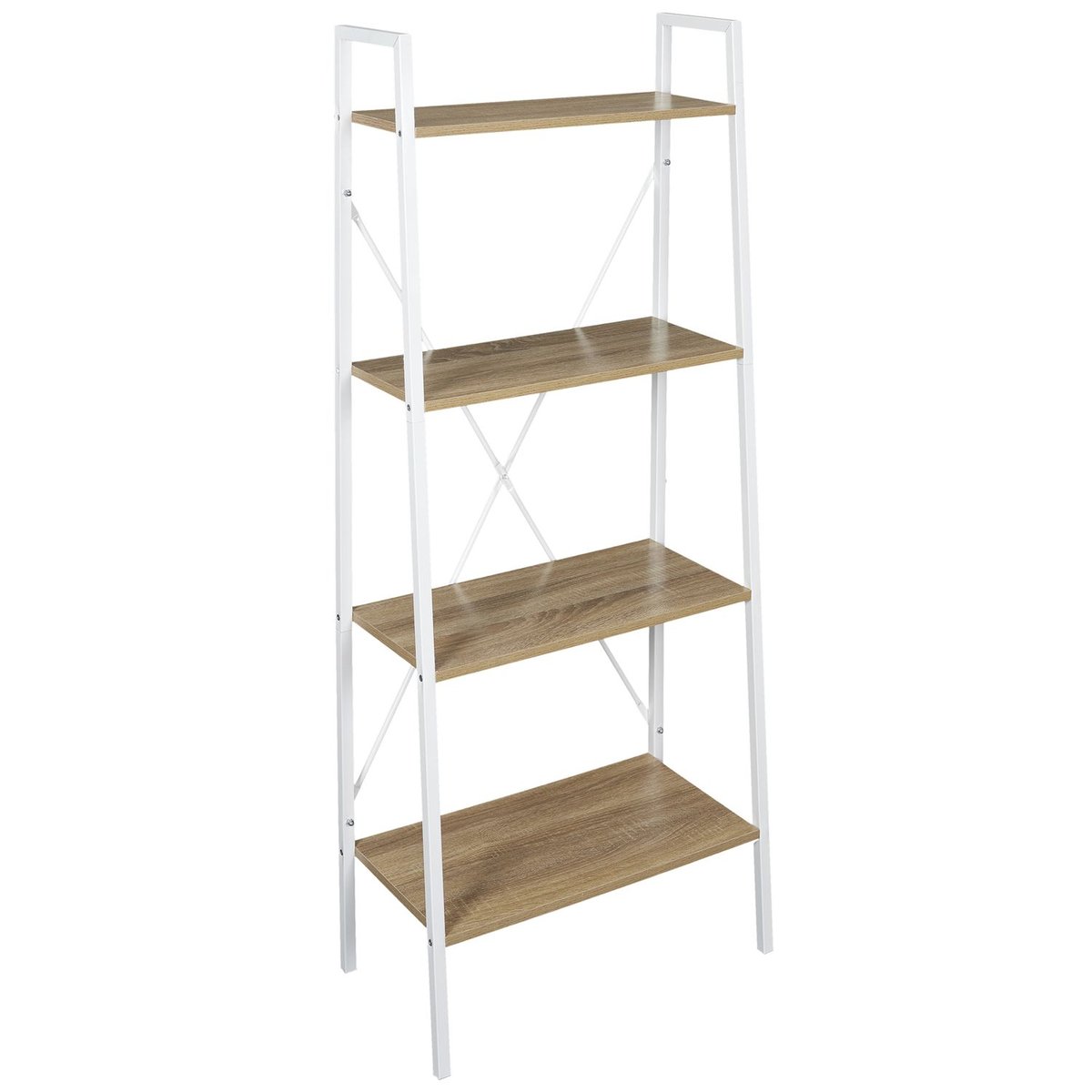 Etagère rectangulaire 4 niveaux en bois et métal blanc, THE HOME DECO FACTORY