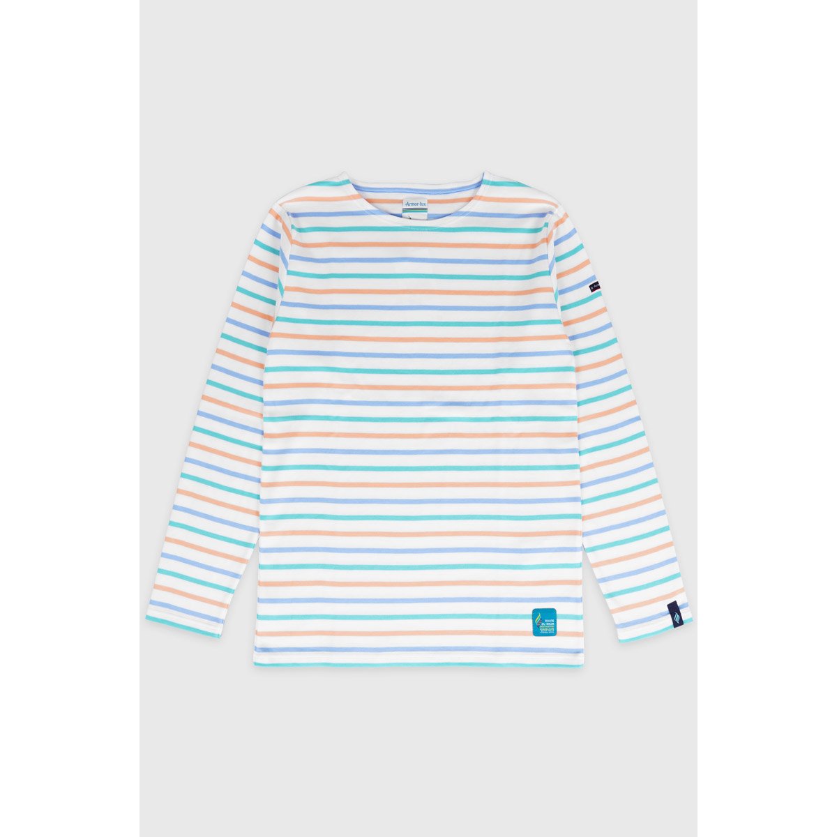 Marinière 4 couleurs en coton épais blanc/ placid blue/ pool b, ARMOR-LUX