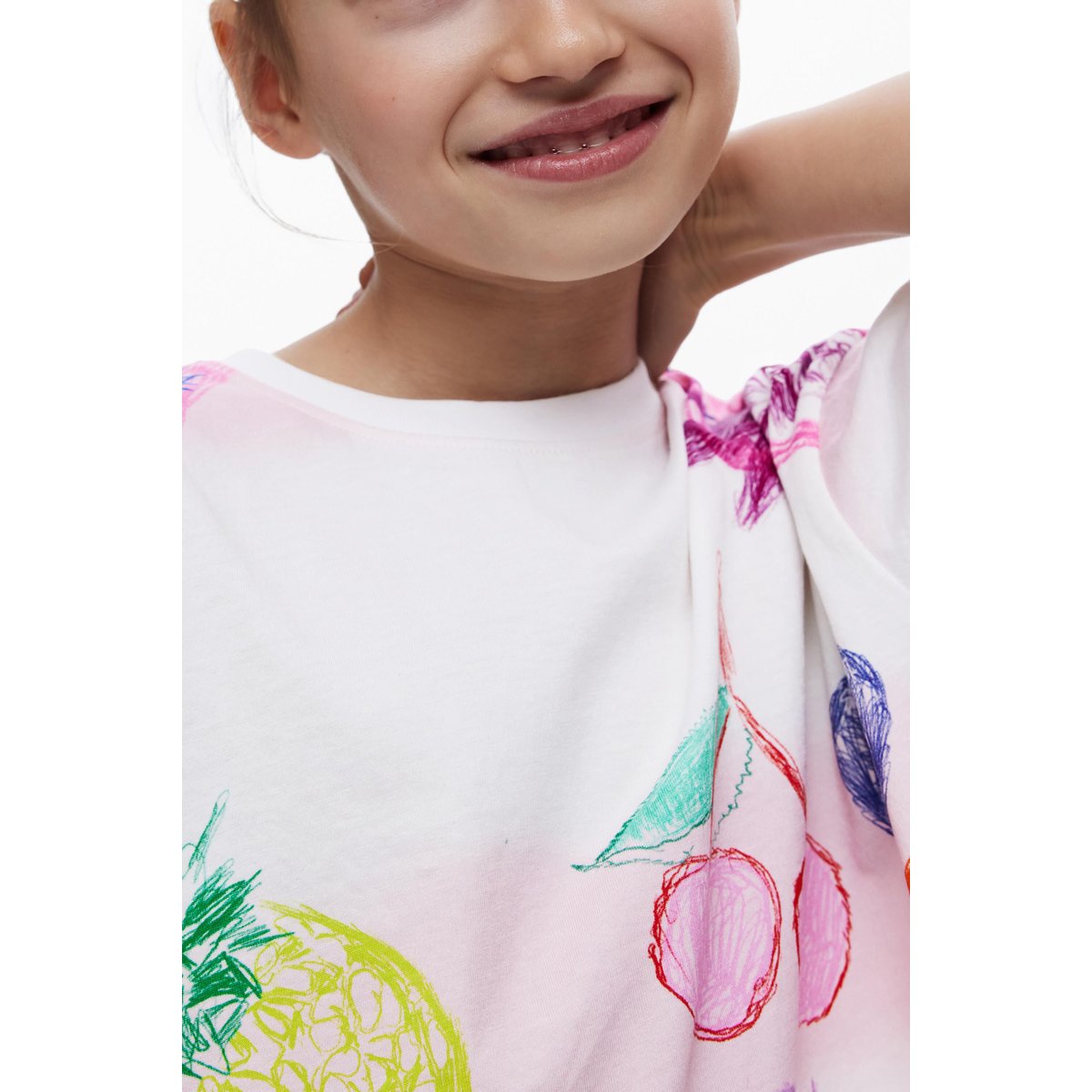 T-shirt cropped à motifs blanc, DESIGUAL