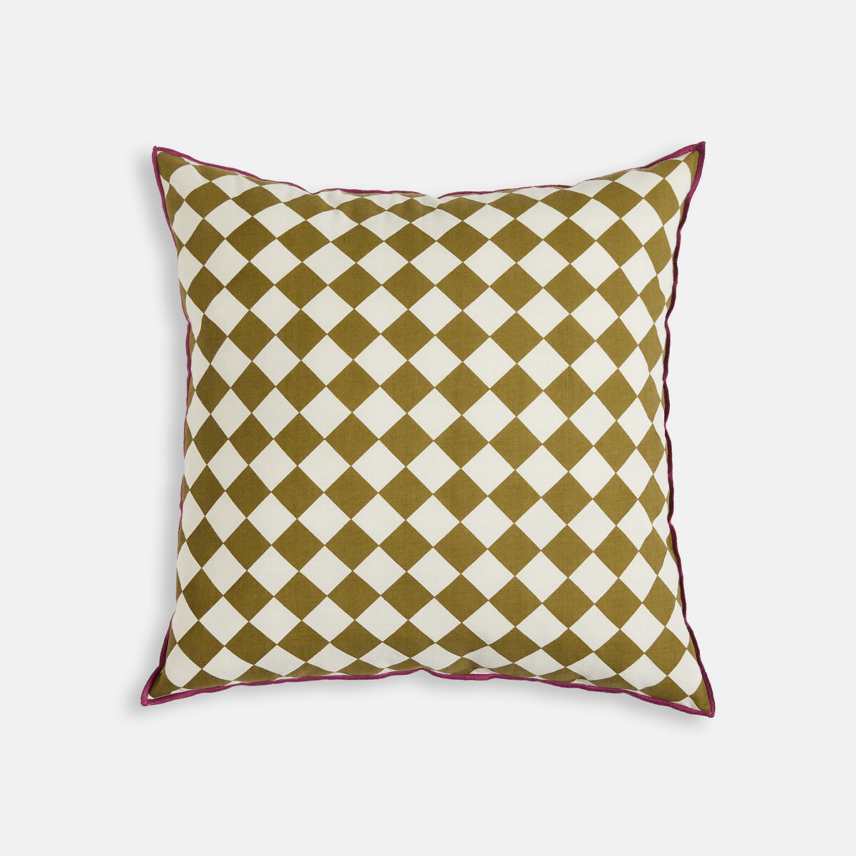 Funda de cojín de 45 x 45 cm, de algodón, con estampado de cuadros, LEIHO verde/crudo, LA REDOUTE INTERIEURS
