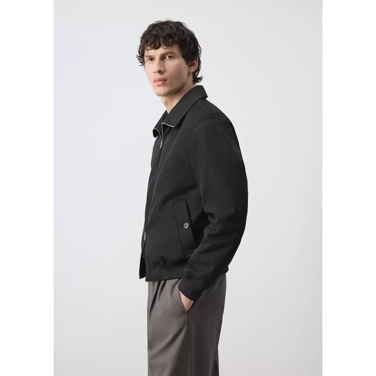 Veste matelassée col cheminée noir, MANGO MAN