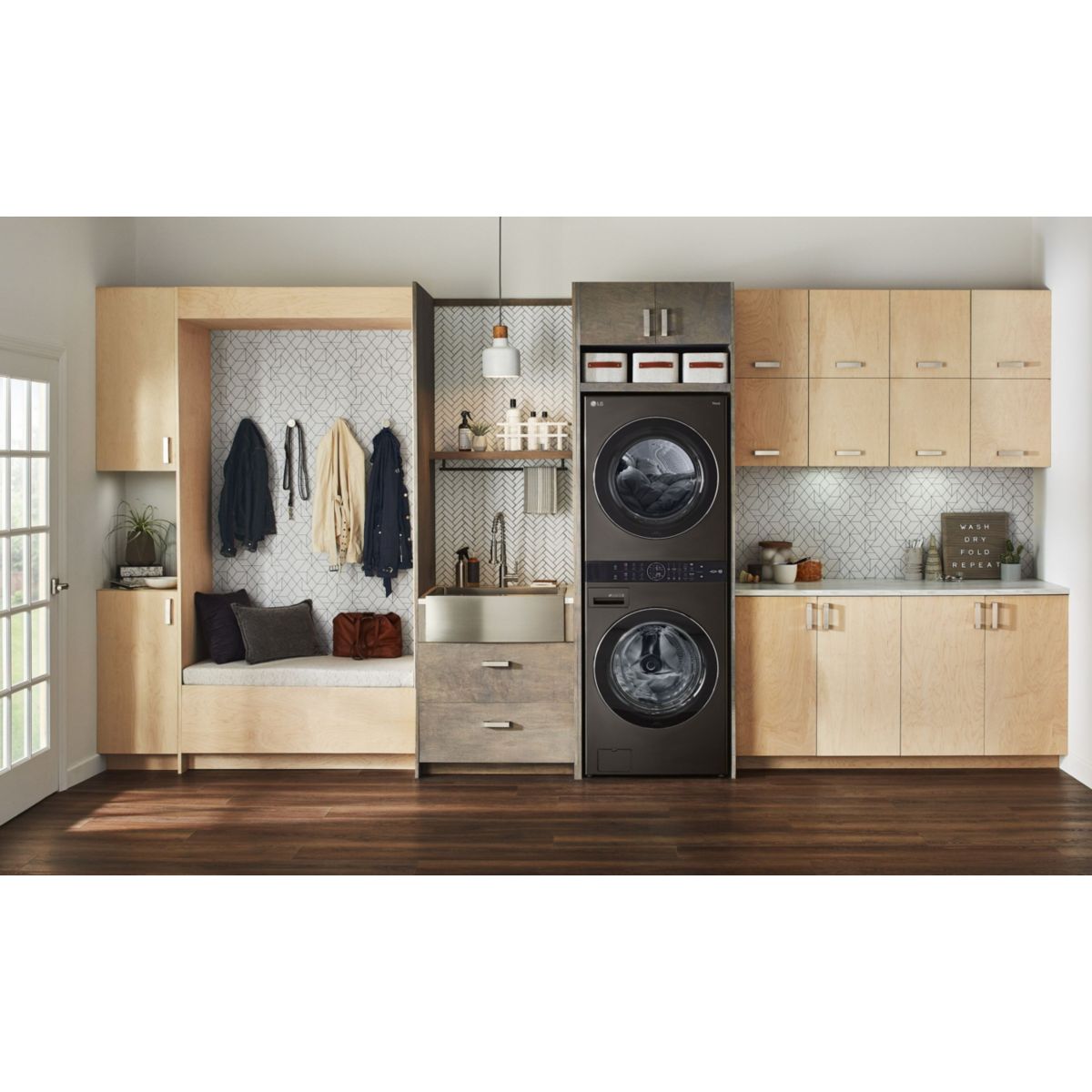 Lave linge séchant hublot F761TOWERB2 WashTower noir, LG