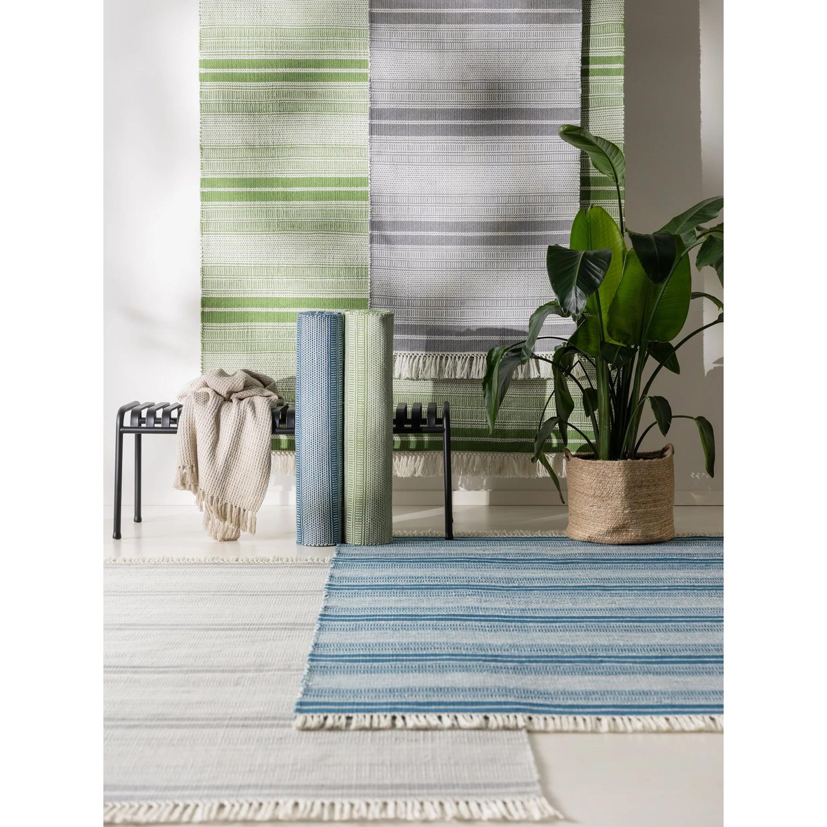 Tapis de couloir d'extérieur & intérieur tissé main SIENA gris, BENUTA 
