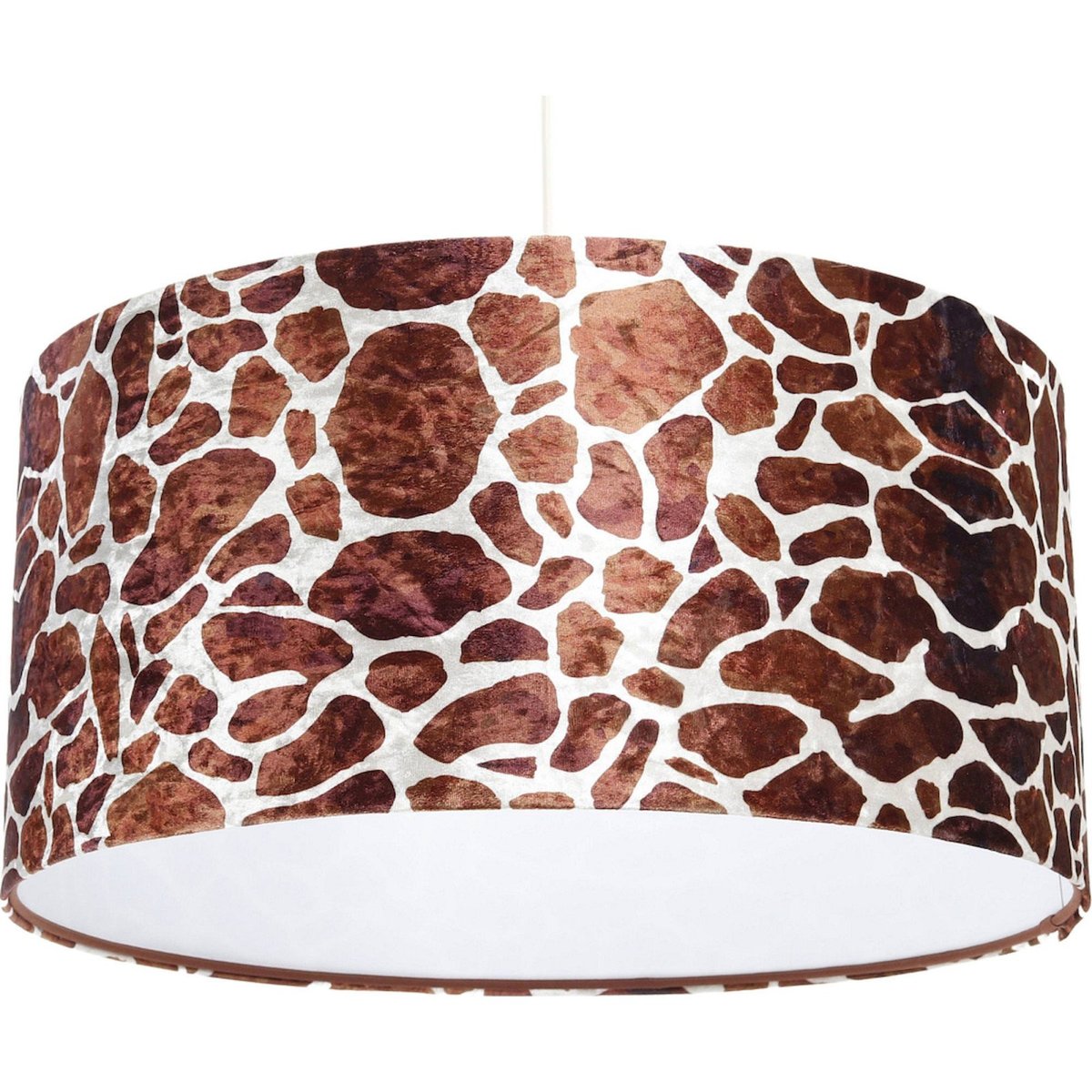 Suspension GLAMOUR abat-jour velours imprimé girafe intérieur blanc, BPS KONCEPT