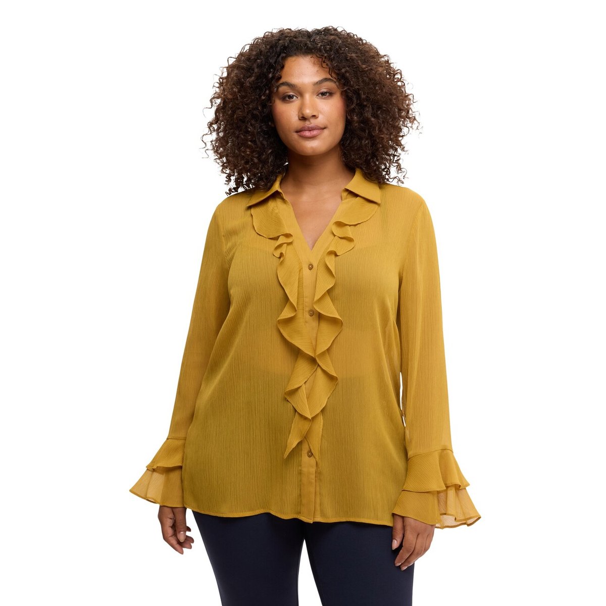 Blouse à volants bleu, FIORELLA RUBINO