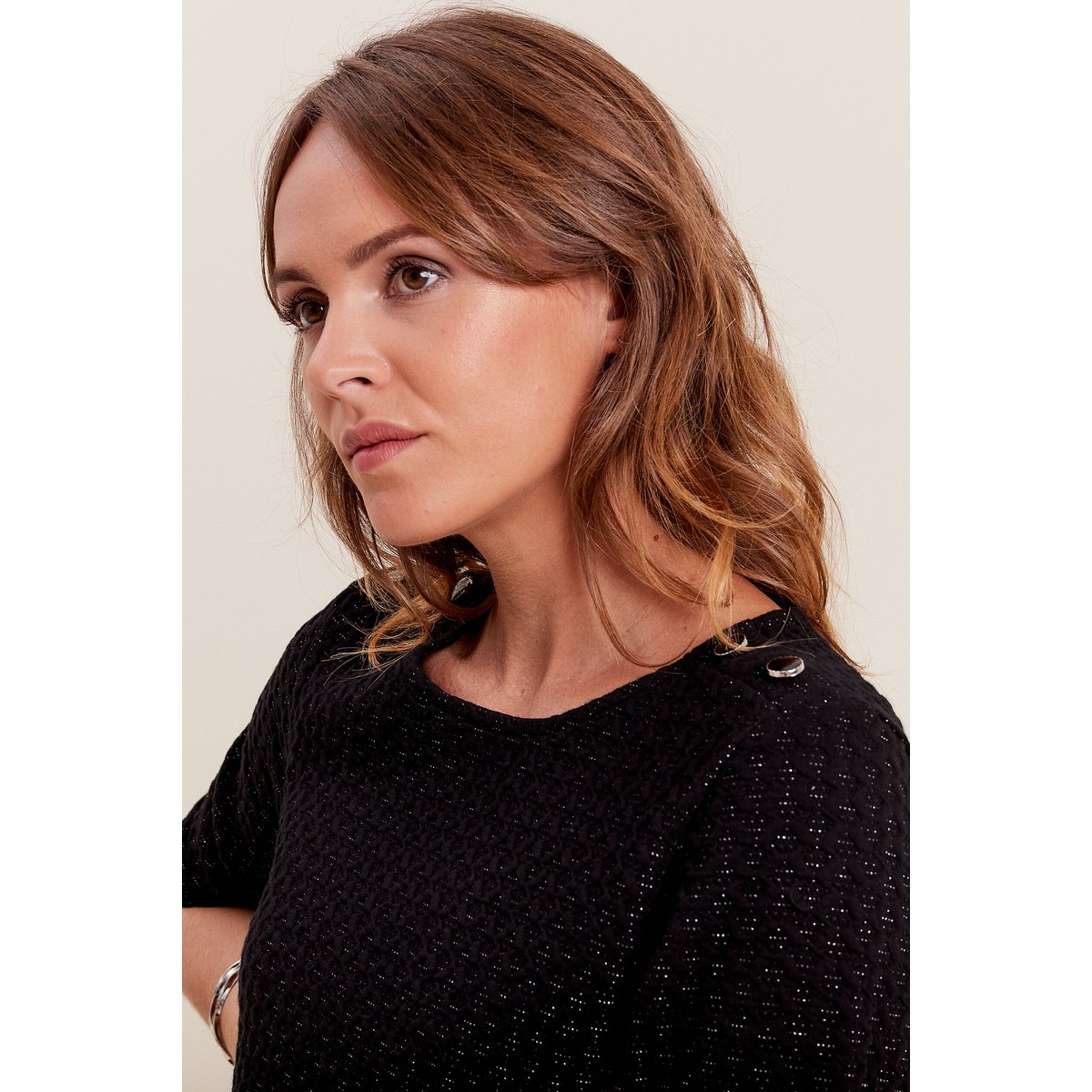 Robe droite manches 3/4 noir, BREAL