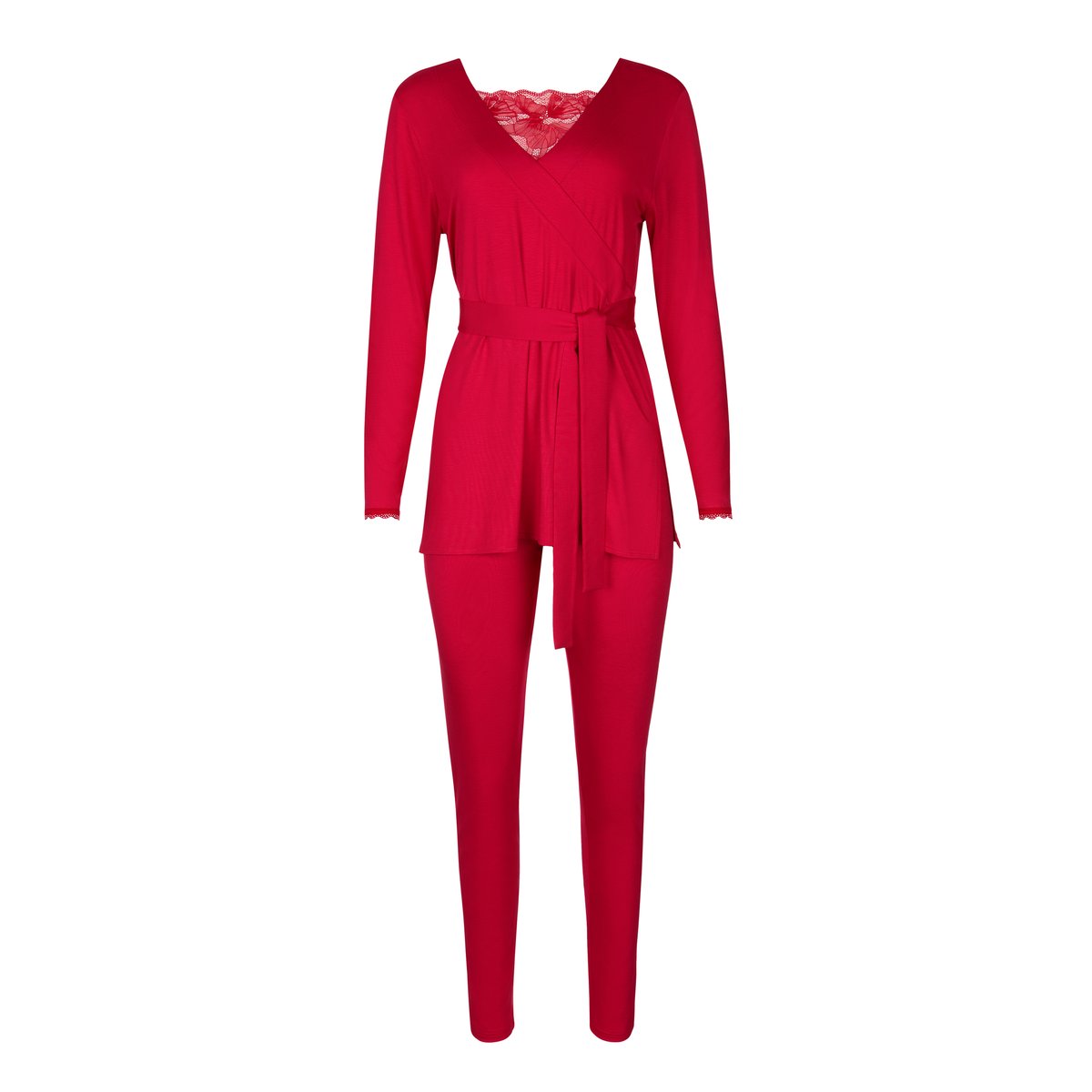 Pyjama leggings tunique manches longues Sympathy rouge, LISCA