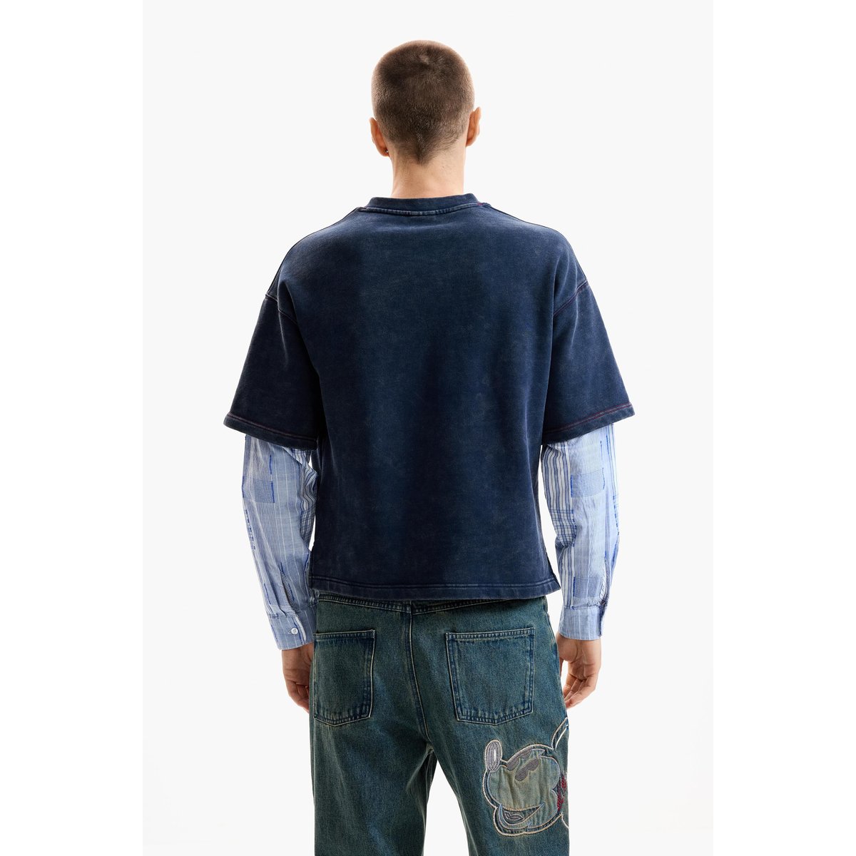 Sweat-shirt à manches longues imprimé bleu, DESIGUAL