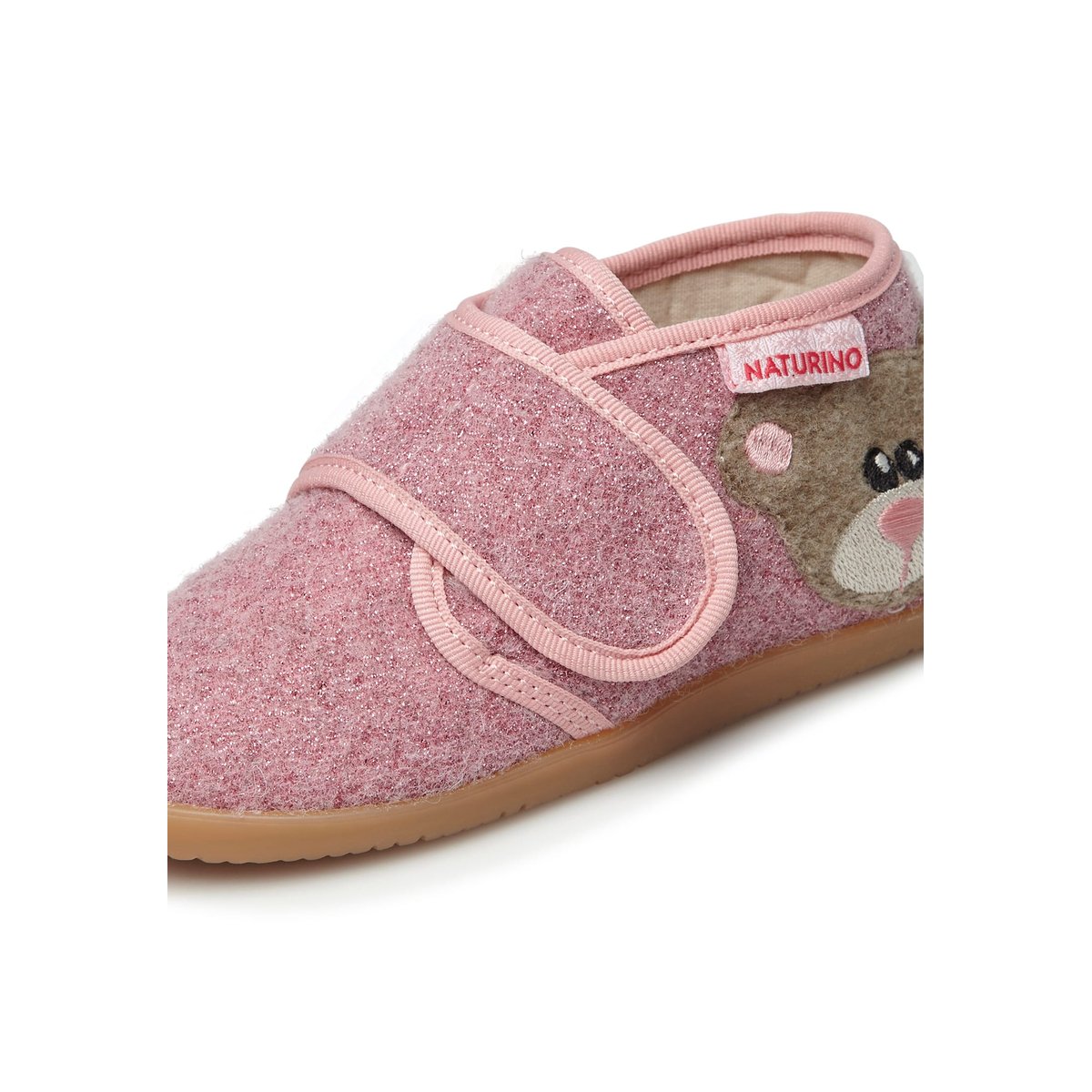 Pantoufles avec écusson ours CARILLON rose, NATURINO
