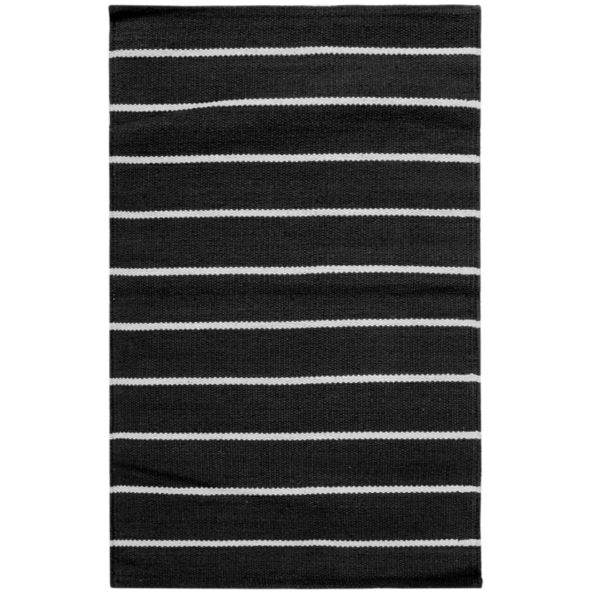 Tapis moderne en coton tissé plat PIRLO noir, NOVATREND