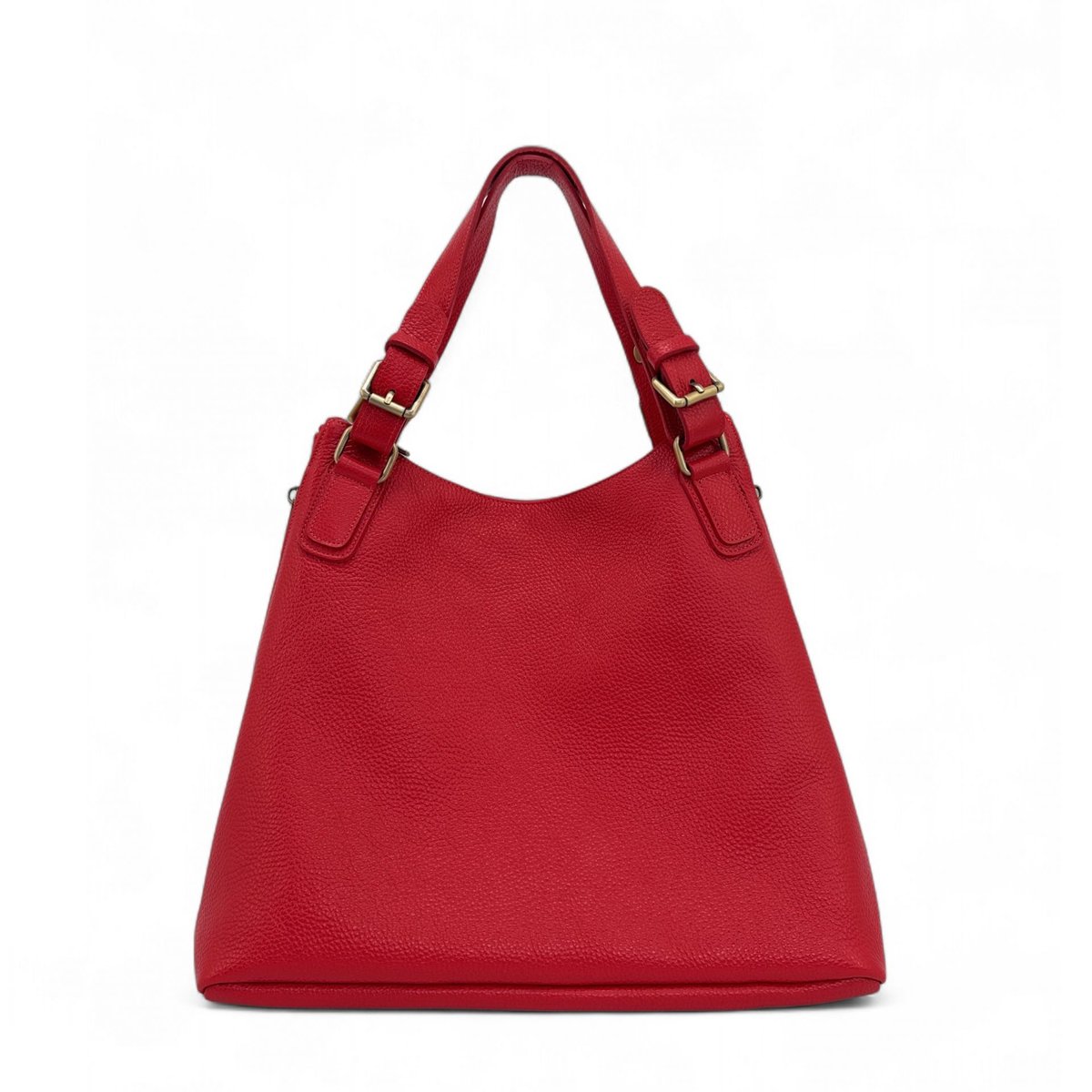 Grand sac à main en cuir grainé italien CAMELIA rouge clair, OH MY BAG